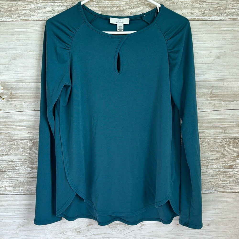 NWT Halston Teal Long sleeve Top Size XS